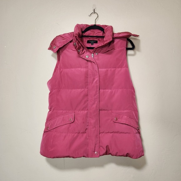 Talbots Jackets & Blazers - Talbots DOWN FILLED PUFFER VEST WITH FUR TRIM  Pink Removable‎ HOOD  Medium